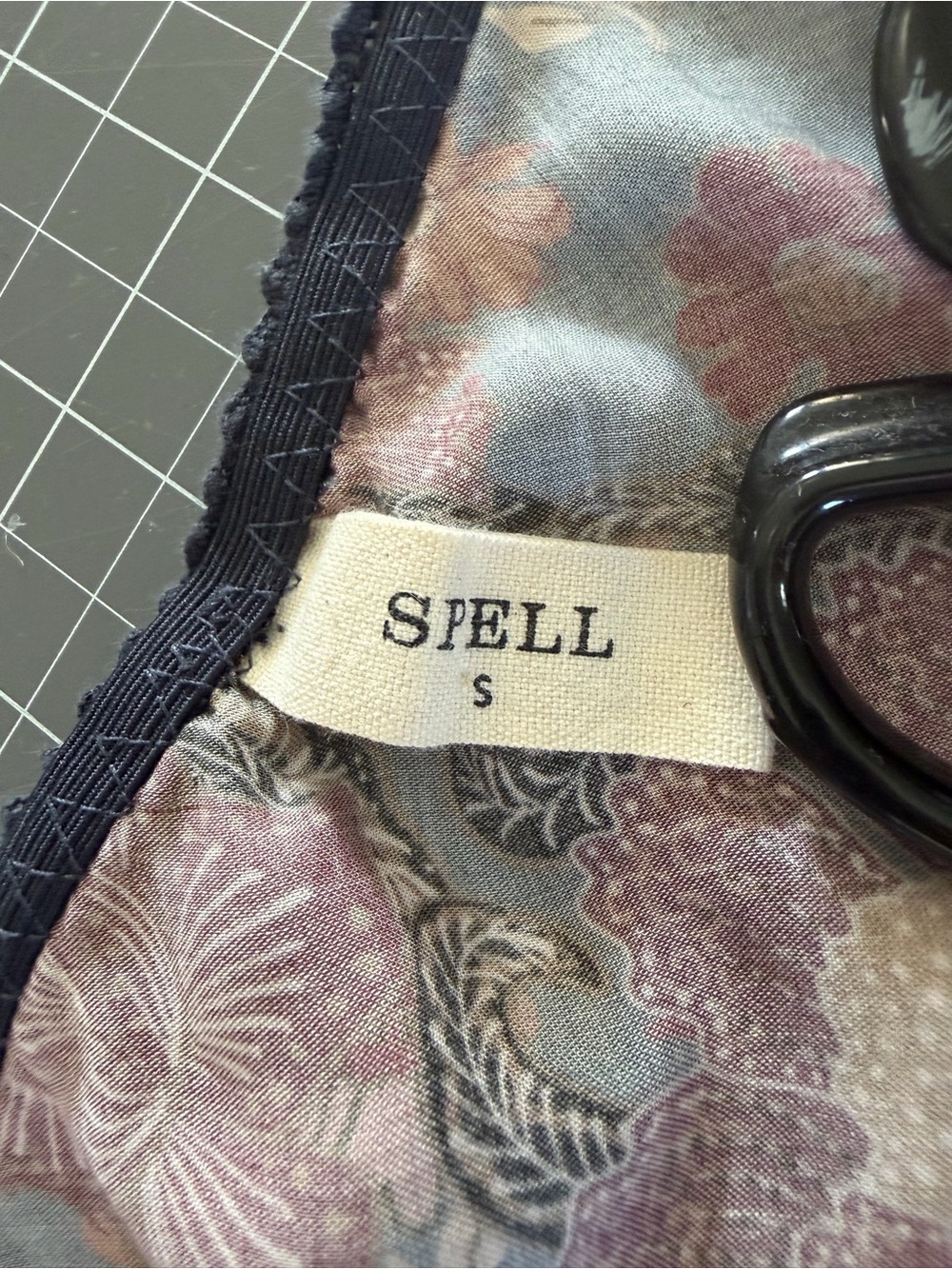 Spell Navy Floral Patchwork Maxi Skirt with Lace Trim - Picture 6 of 9